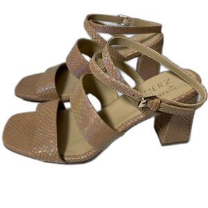 NATURALIZER Trinity Square Toe Pump - Women's Size 8M - Taupe Snakeskin Leather